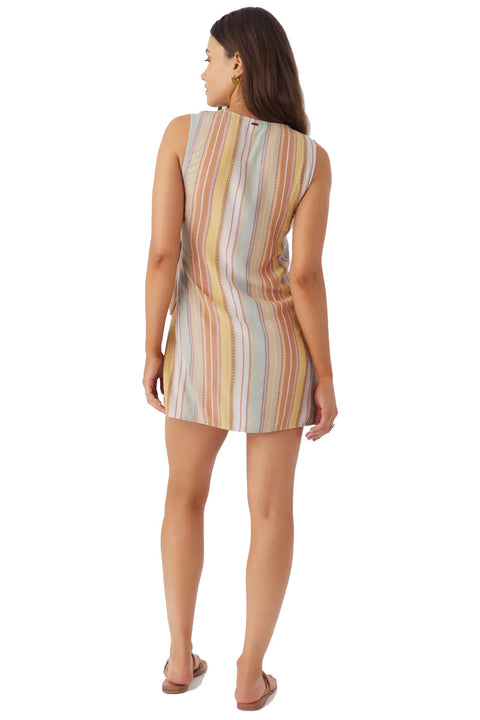 O'Neill Maizie Stripe Wrap Dress- Multi Clr- back
