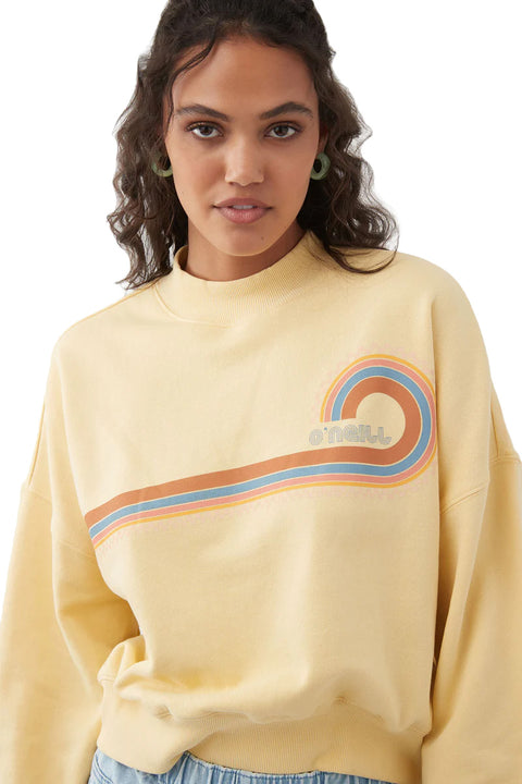 O'Neill Moment Crop Pullover - Straw - Chest Closeup