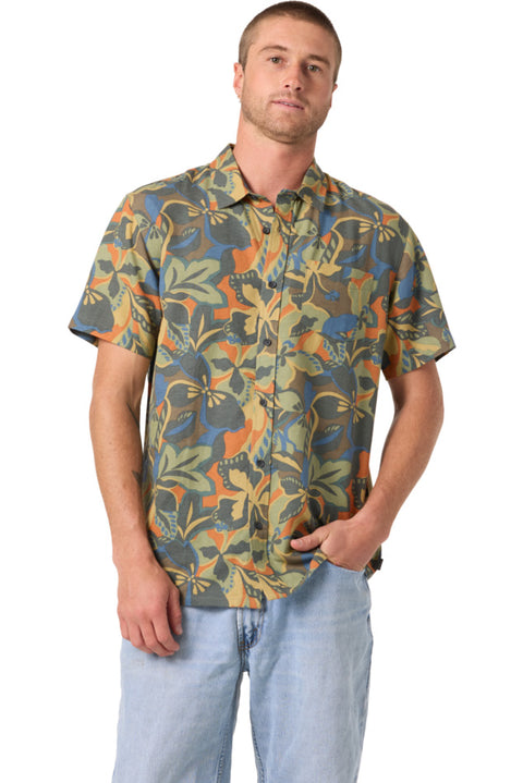 O'neill OG Print Standard S/S Woven Shirt - Dark Shadow- Front