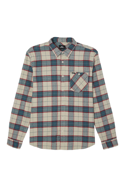O'Neill Redmond Plaid Stretch Flannel - Light Khaki - Front