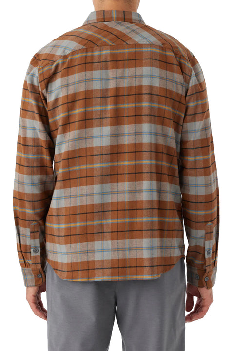 O'Neill Redmond Plaid Stretch Flannel - Medium Brown - Back