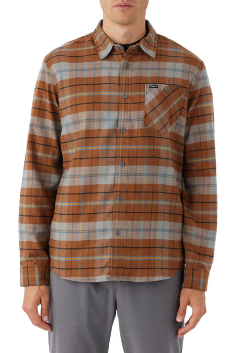 O'Neill Redmond Plaid Stretch Flannel - Medium Brown