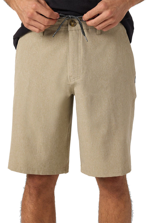 O'neill Reserve Heather 21" Short - Heather Khaki- Front showing the drawstring