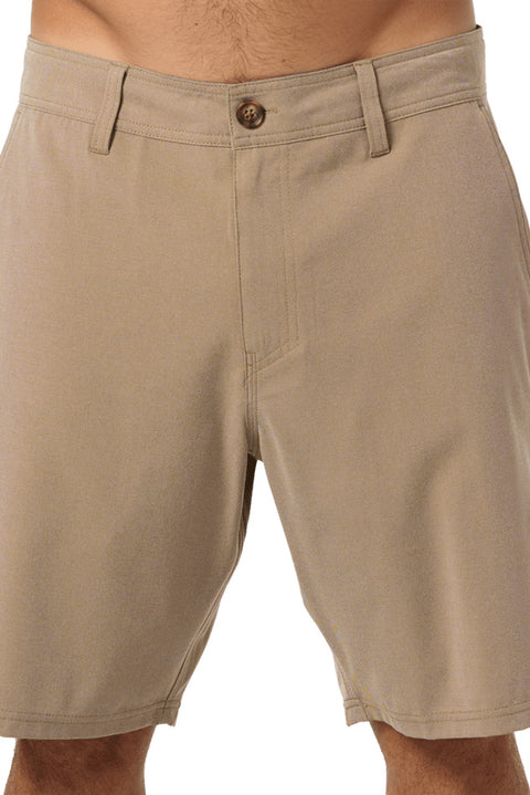 O'neill Reserve Light Check 19" Short - Dark Khaki 2- Close up on front