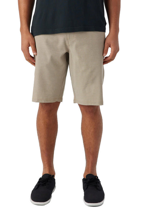 O'Neill Reserve Light Check 21" Hybrid Shorts - Dark Khaki- Front