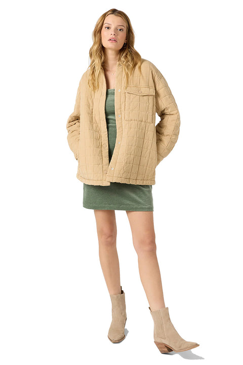 O'Neill Rya Quilted Oversized Fit Jacket - Warm Sand- Front
