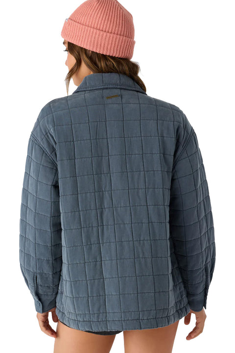 O'Neill Rya Quilted Oversized Fit Snap Front Jacket - Slate- Back