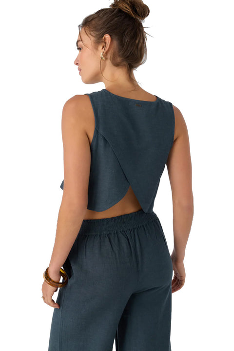 O'Neill Sanders Linen Top - Slate - Back