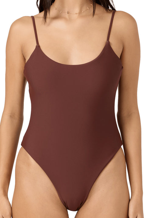 O'neill SWS Marine One Piece Swimsuit - Chocolate- Close up of front