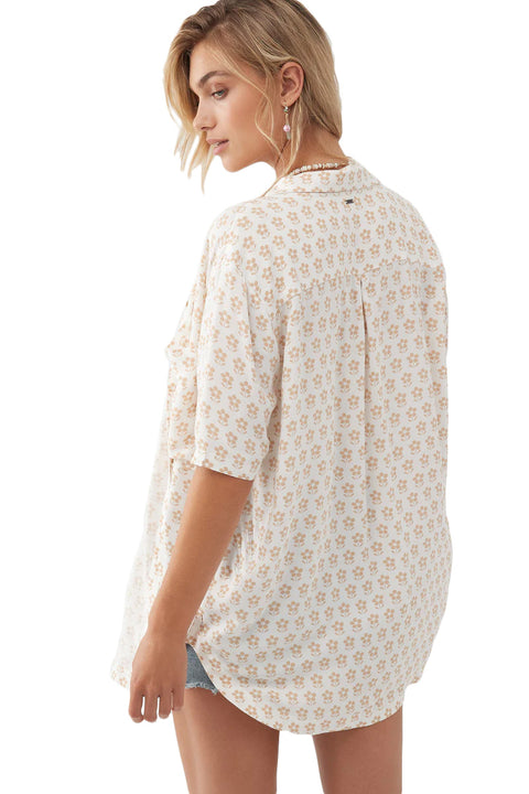 O'Neill Tricia Daisy Button-Up Top - Winter White - Back