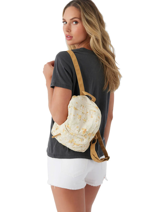 O'Neill Valley Tatianna Floral Mini Backpack - White- On model