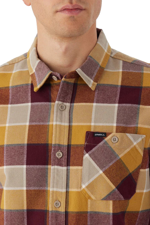O'Neill Winslow Plaid Flannel - Dark Khaki - Closeup Pocket