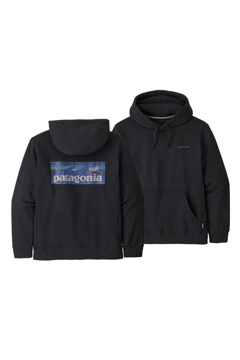 Patagonia Men's Boardshort Logo Uprisal Hoody - Ink Black- Front and back