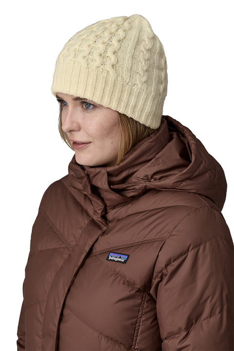 Patagonia Coastal Cable Beanie - Birch White- Front on model