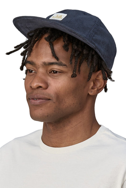 Patagonia Corduroy Cap - '73 Skyline: Smolder Blue- Front on model