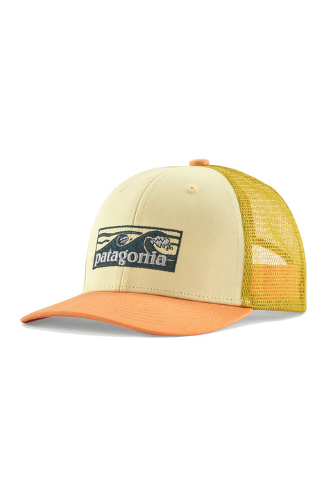 Patagonia Kid's Trucker Hat - Boardshort Logo Tones: Buttercup Yellow- Front