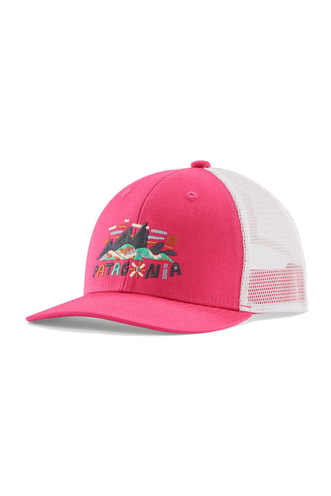 Patagonia Kid's Trucker Hat - Fitz Roy Superbloom: Luminous Pink- Front