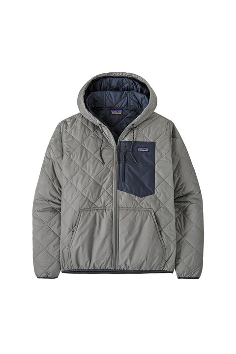 Patagonia Men's Diamond Quilted Bomber Hoody - Forever Grey- Front not on model