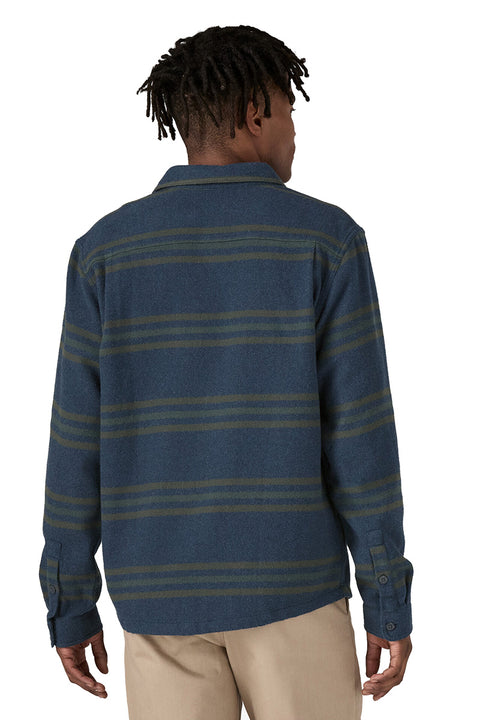 Patagonia Men's L/S Fjord Flannel - Treelined: Smolder Blue- Back