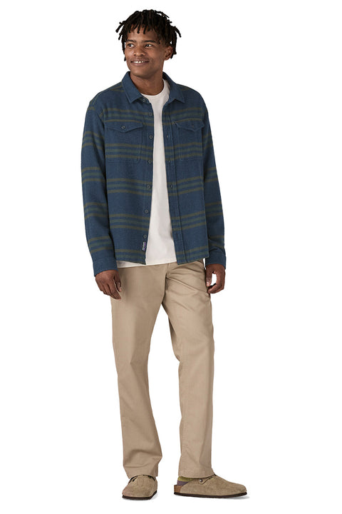 Patagonia Men's L/S Fjord Flannel - Treelined: Smolder Blue- Front