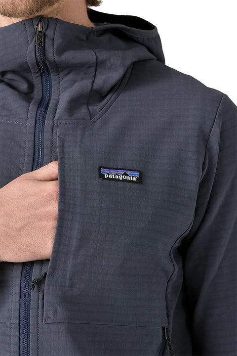 Patagonia Men's R1 TechFace Hoody - Smolder Blue - Front Pocket Closeup
