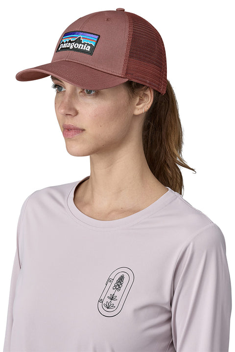 Patagonia P-6 Logo LoPro Trucker Hat - Dulse Mauve- Front on model