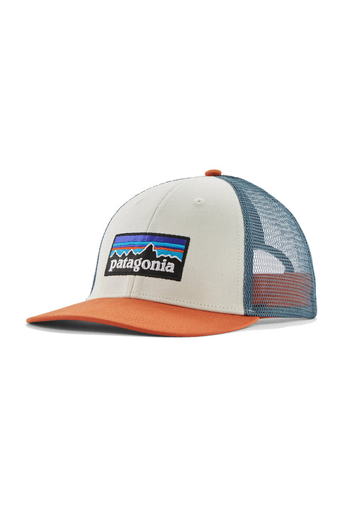 Patagonia P-6 Logo LoPro Trucker Hat - White W/Redtail Rust- Front
