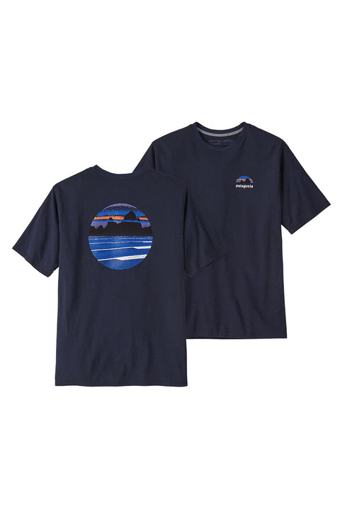Patagonia Men's Skyline Stencil Responsibiliti-Tee - New Navy - Back and front no model