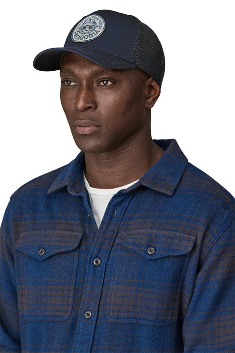 Patagonia Take A Stand Trucker Hat - Wild Grizz: New Navy- Front on model