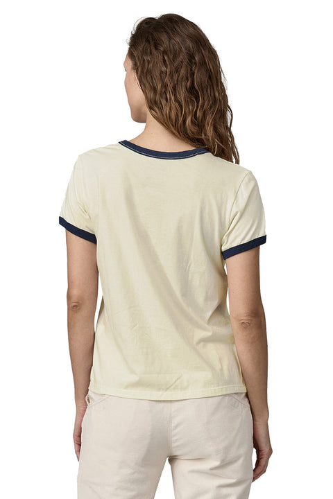 Patagonia Women's '73 Text Logo Organic Ringer Tee - Birch White- Back