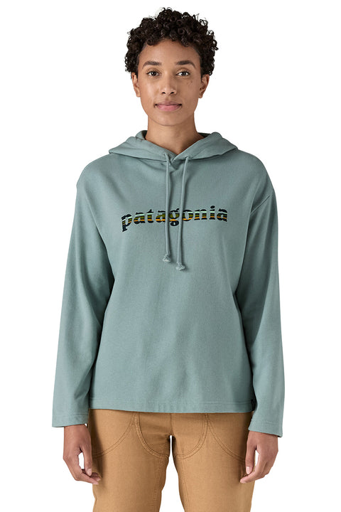 Patagonia Women's Lightweight '73 Text Logo Wildrise Hoody - Thermal Blue- Front