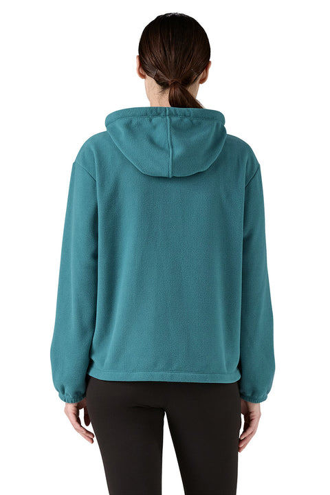 Patagonia Women's Micro D Fleece Hoody - Wetland Blue- Close up on back