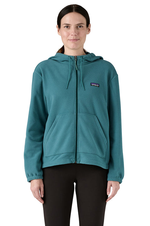 Patagonia Women's Micro D Fleece Hoody - Wetland Blue- Close up on front