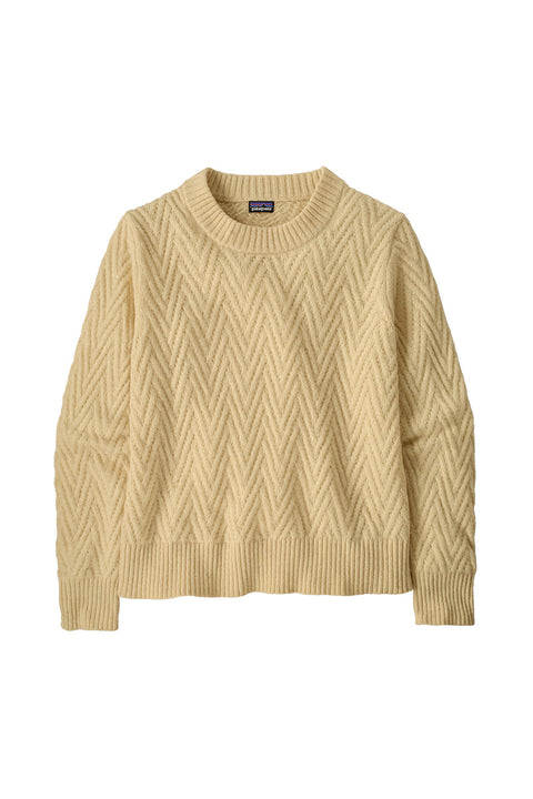 Patagonia Women's Recycled Wool-Blend Crewneck Sweater - Chevron Cable: Dark Natural