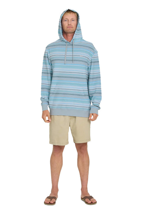Quiksilver Great Otway Hoodie - Crystal Seas- Front with hood on