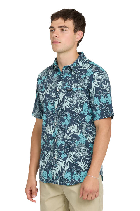 Quiksilver Jetty Bloom Classic Stretch SS Shirt - Dark Denim- Side