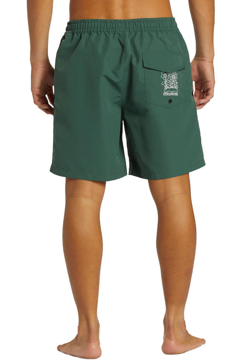 Quiksilver Remade Mix Volley 17" Elastic Waist Shorts - Forest- Back