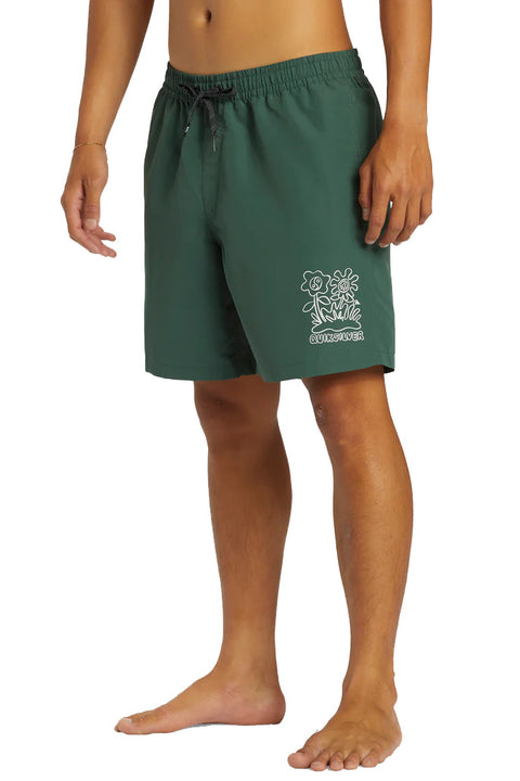 Quiksilver Remade Mix Volley 17" Elastic Waist Shorts - Forest- Side