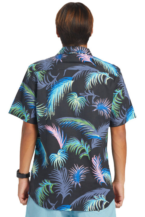 Quiksilver Tropical Glitch Short Sleeve Shirt - Black Tropical Glitch - Back