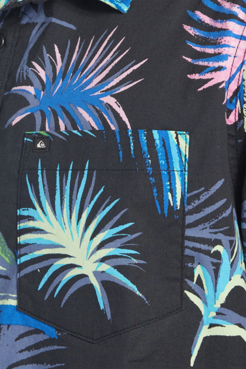 Quiksilver Tropical Glitch Short Sleeve Shirt - Black Tropical Glitch - Closeup Of Pocket
