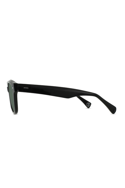 Raen Carby Sunglasses - Recycled Black / Green Polarized- Side with arms showing