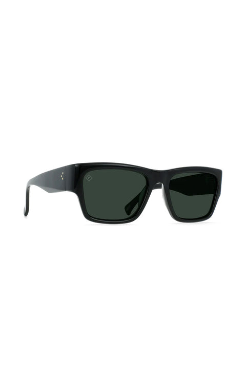 Raen Rufio Sunglasses - Recycled Black / Green Polarized- Side