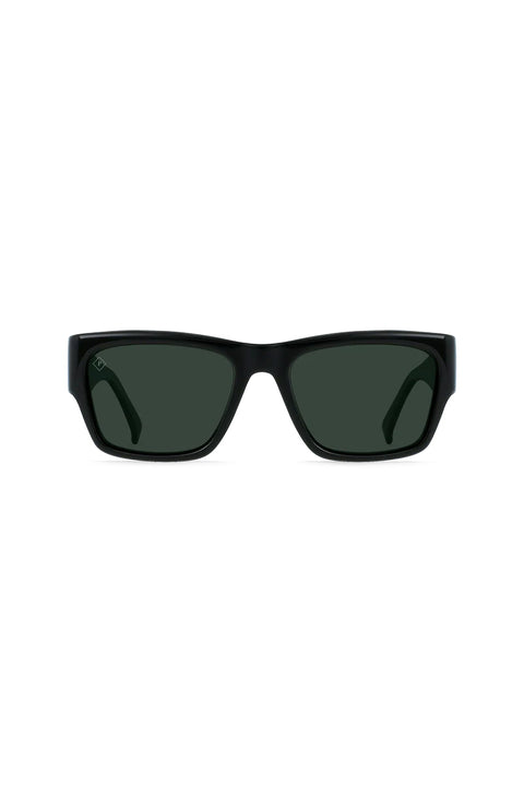 Raen Rufio Sunglasses - Recycled Black / Green Polarized- Front