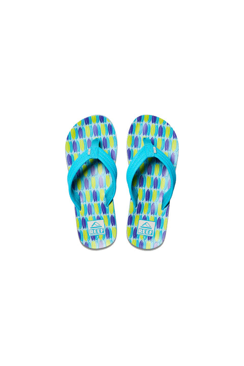 Reef Kids Ahi Sandal - Blue Fish - Top