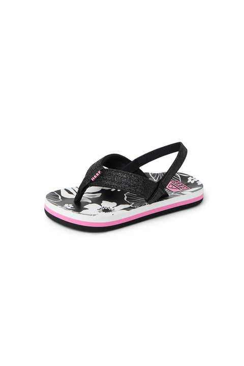 Reef Little Ahi Sandal - Pink / Black Floral- Front