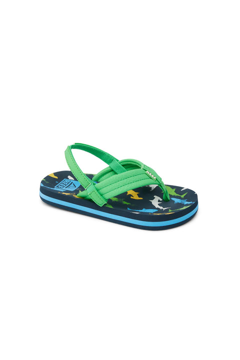 Reef Kids Little Ahi Sandal - Multi Shark - Side