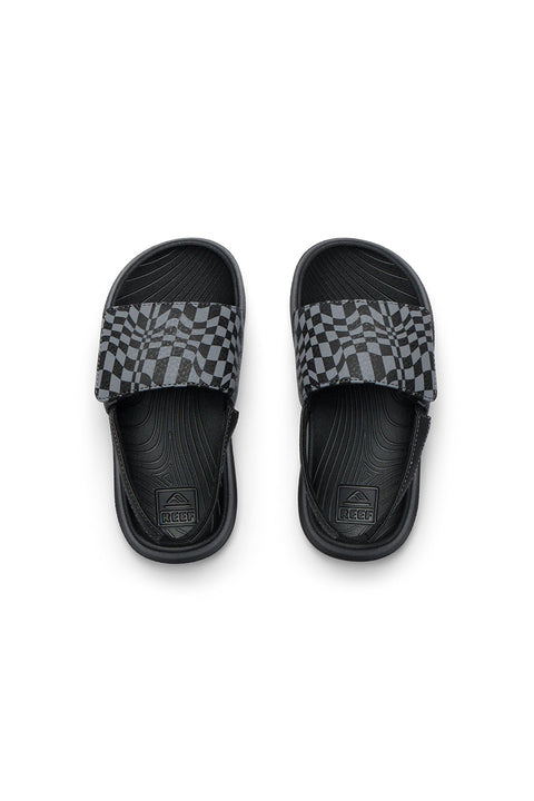 Reef Little Salty Slide - Black Swell Checker- top view