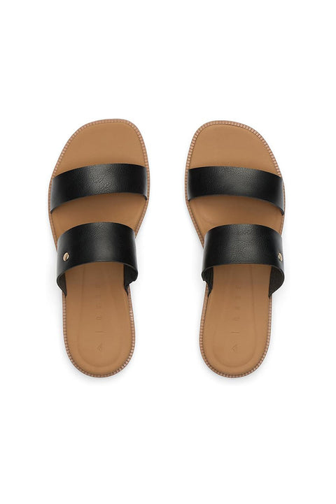 Reef Sunny Alisah Two Bar Slide Sandal - Black / Tan- Top view