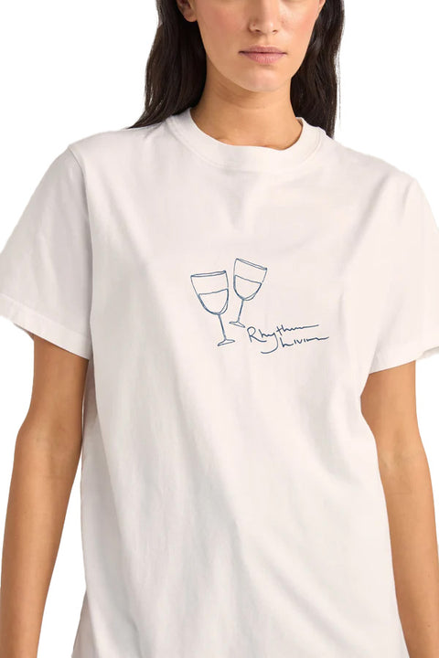 Rhythm Vino Boyfriend T-Shirt - White- Close up on front logo