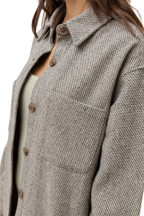 Rhythm Canyon Shacket - Black Check - Closeup